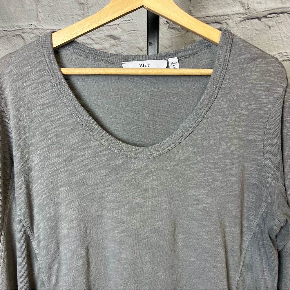 WILT Long Sleeve High Low Gray Shirt
